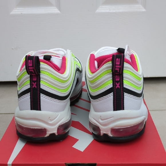 New! Nike Air Max 97, Men\'s White, Neon Green, & Fuchsia Running Sneakers main image 10